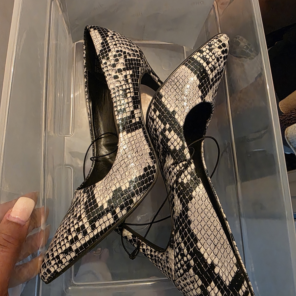 Worthington Black and White Patterned Heels